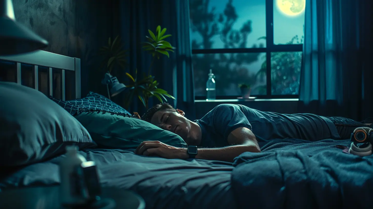 Personne dormant dans une chambre calme, symbole de récupération fitness et de transformation physique